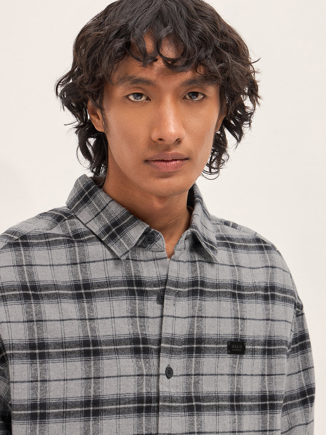 Grey Flannel Woven Checks Relaxed Fit Casual Shirt