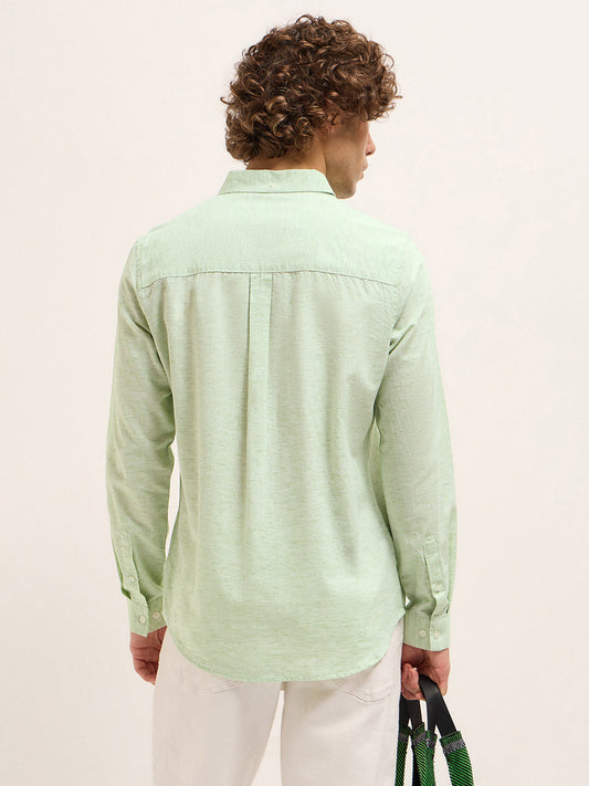 Light Green Slim Fit Solid Casual Shirt