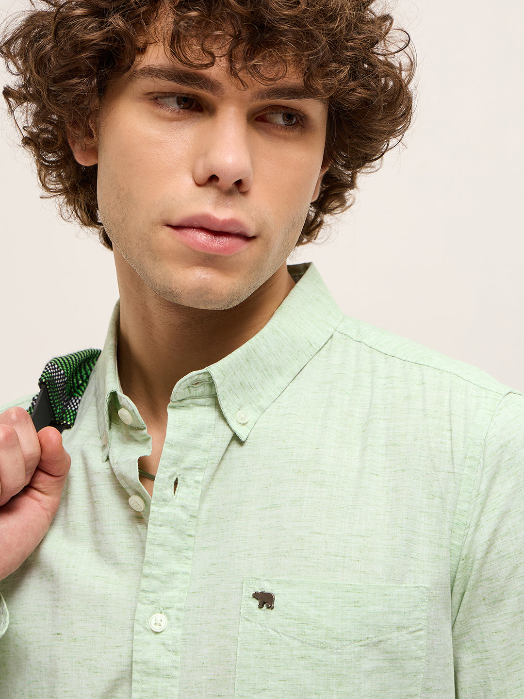 Light Green Slim Fit Solid Casual Shirt