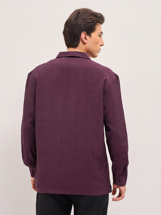 Maroon Lenzing Modal Solid Oversize Fit Casual Shirt