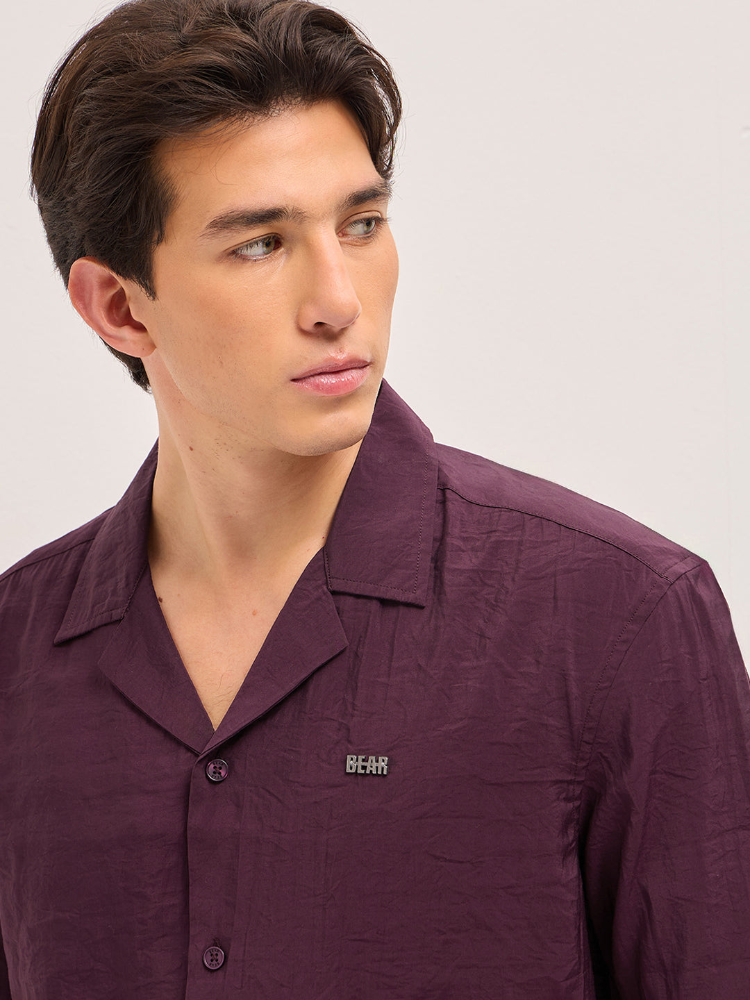 Maroon Lenzing Modal Solid Oversize Fit Casual Shirt