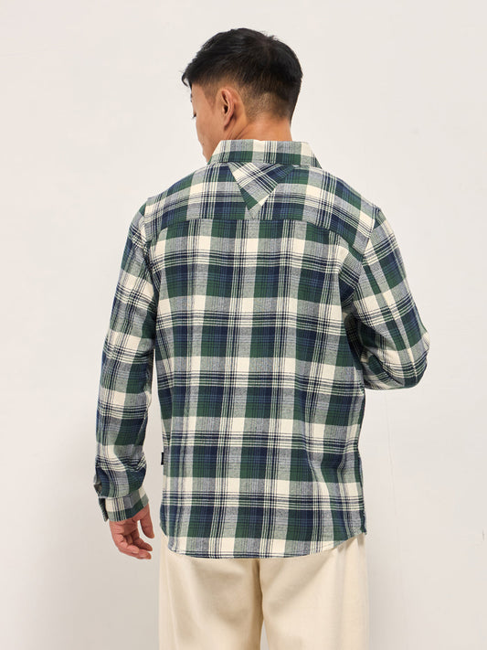 Multi-Color Tartan Checked Flannel Shacket with Zipper Closure