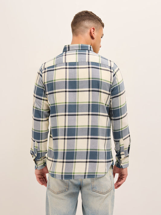 Multicolor Woven Checks Slim Fit Casual Shirt