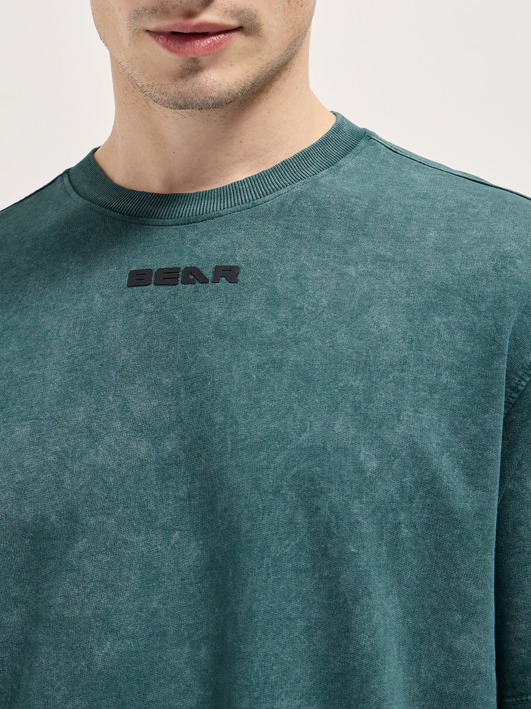 Teal Green Oversized Graphic T-Shirt with Bold Text Design