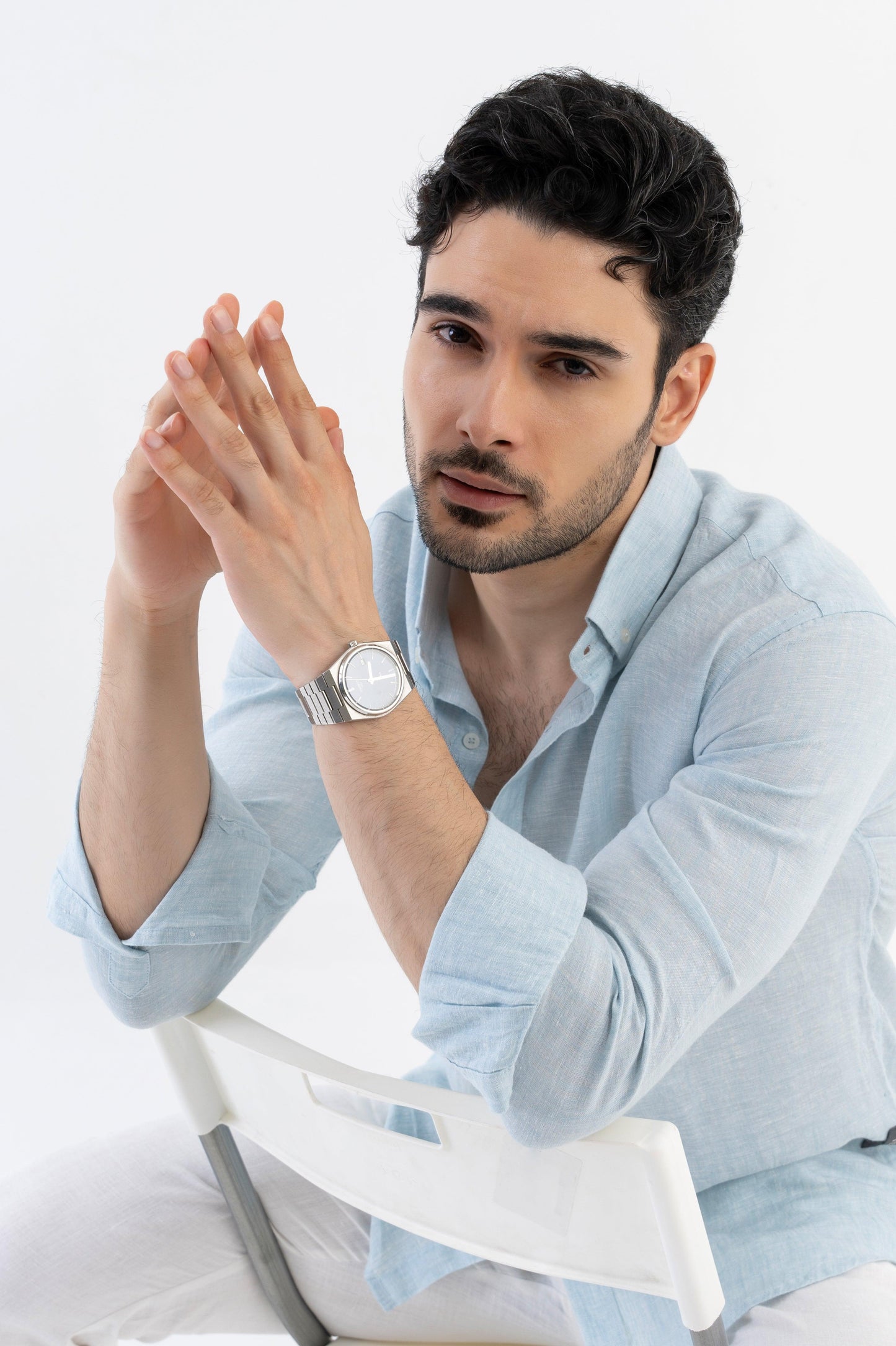 Men's Linen Soft Touch Frosty Blue Shirt