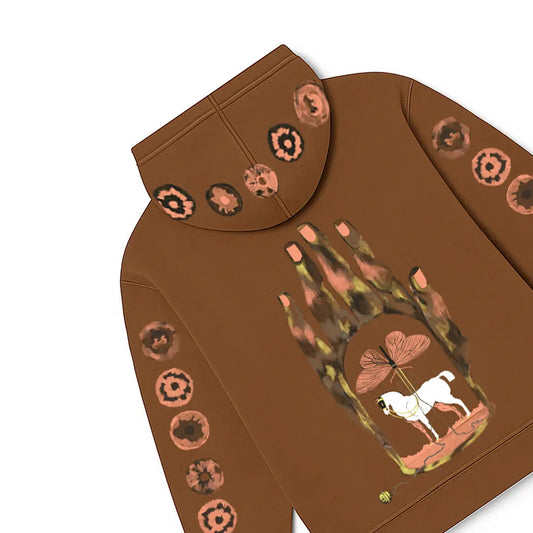 Mystic Grasp Regular Fit Printed Brown Hoodie FLYAF