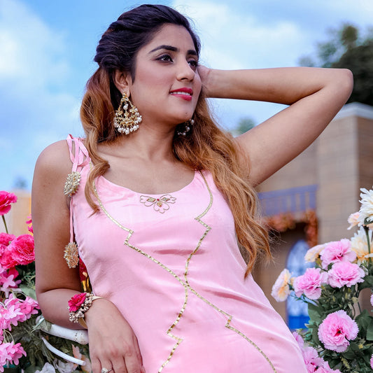 Peach Zero Gota Kurta Set