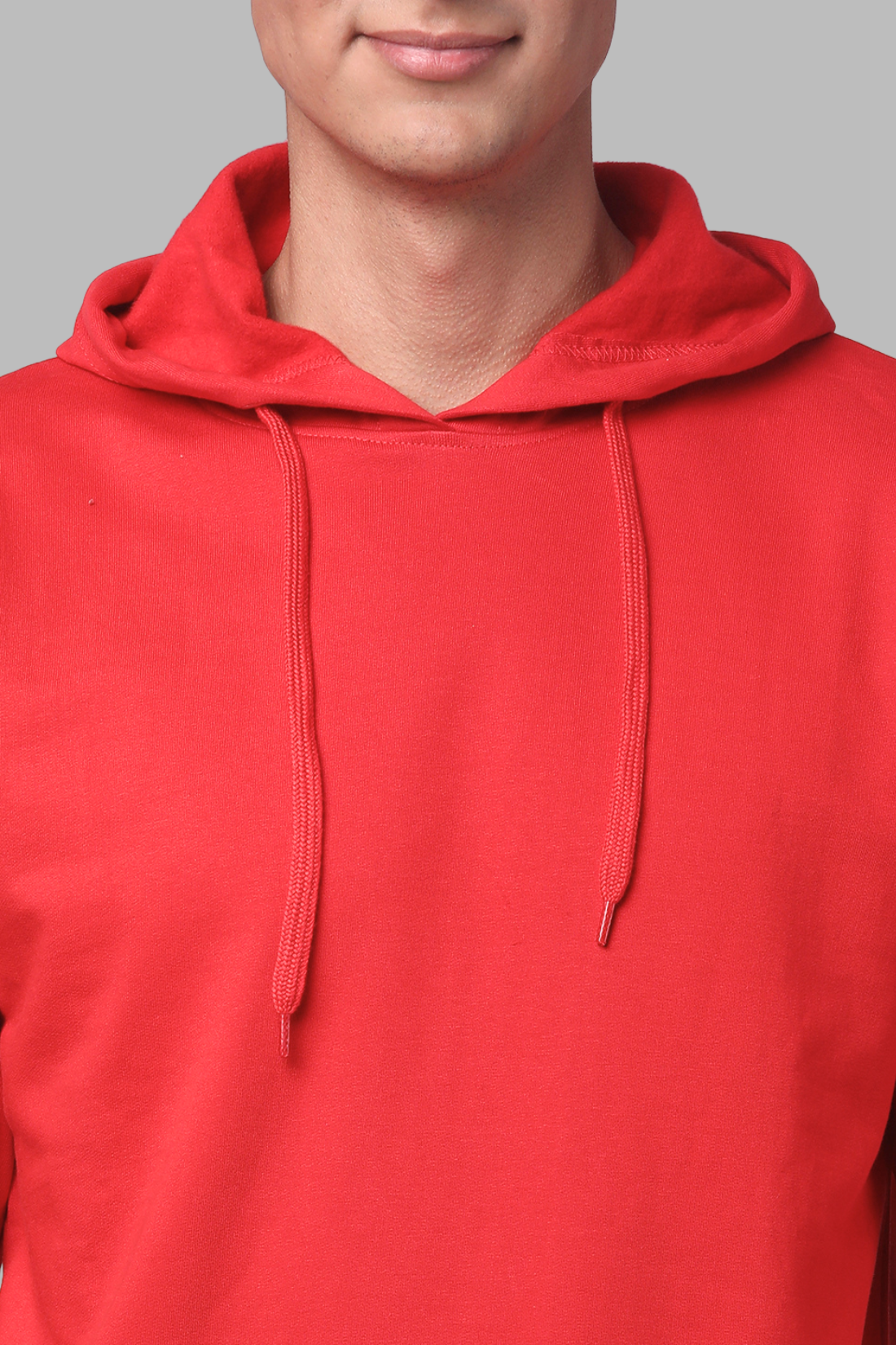 Cotton Solid Red Hoodie
