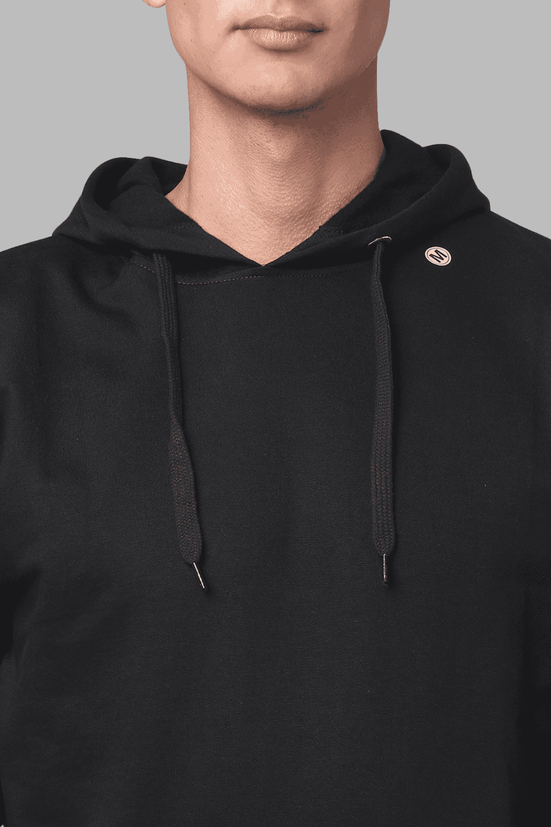 ADRO Men's Fleece Cotton Solid Black Hoodie