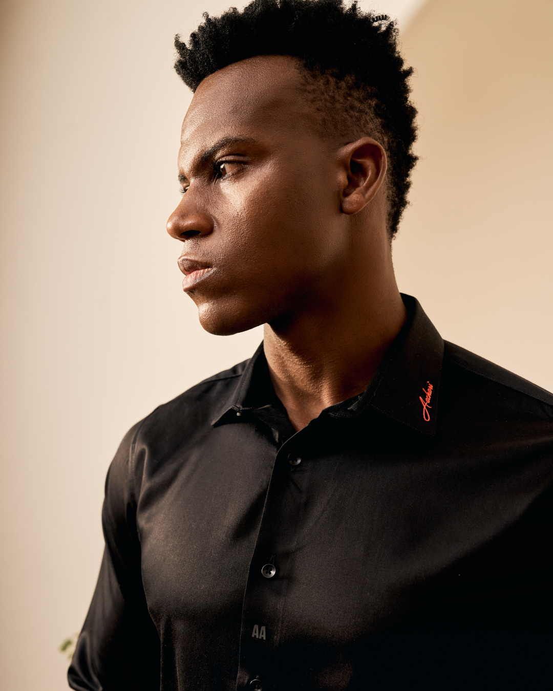 Signature Collar Black Shirt Aachari