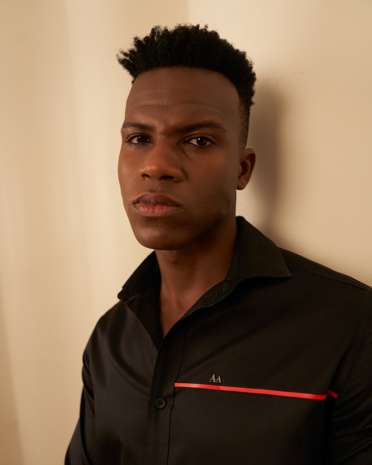 Red Line Accent Black Shirt Aachari