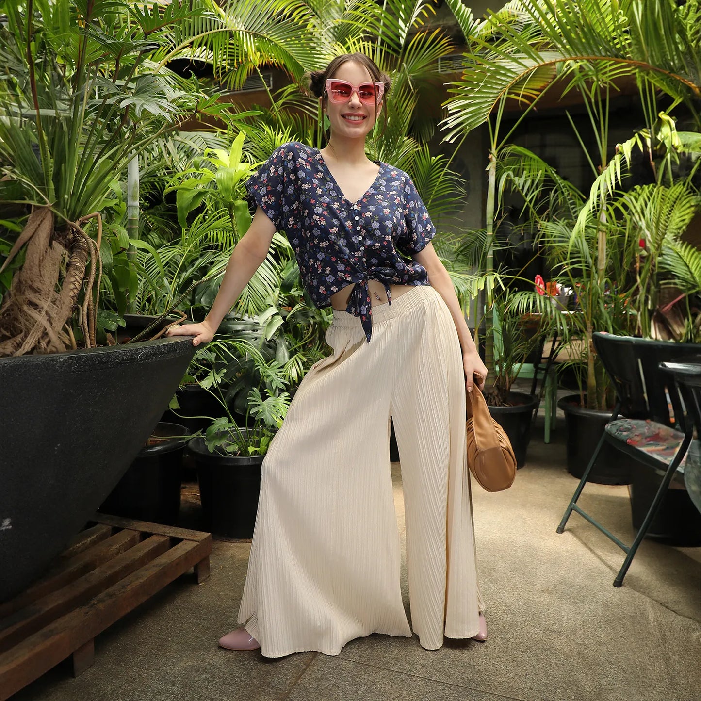 Button-Front Floral Top