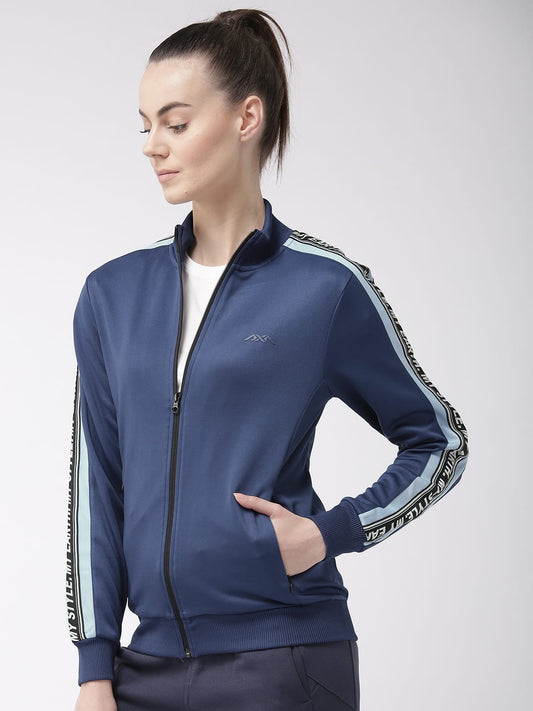 Alcis Women Navy Blue Solid Lightweight Sporty Jacket