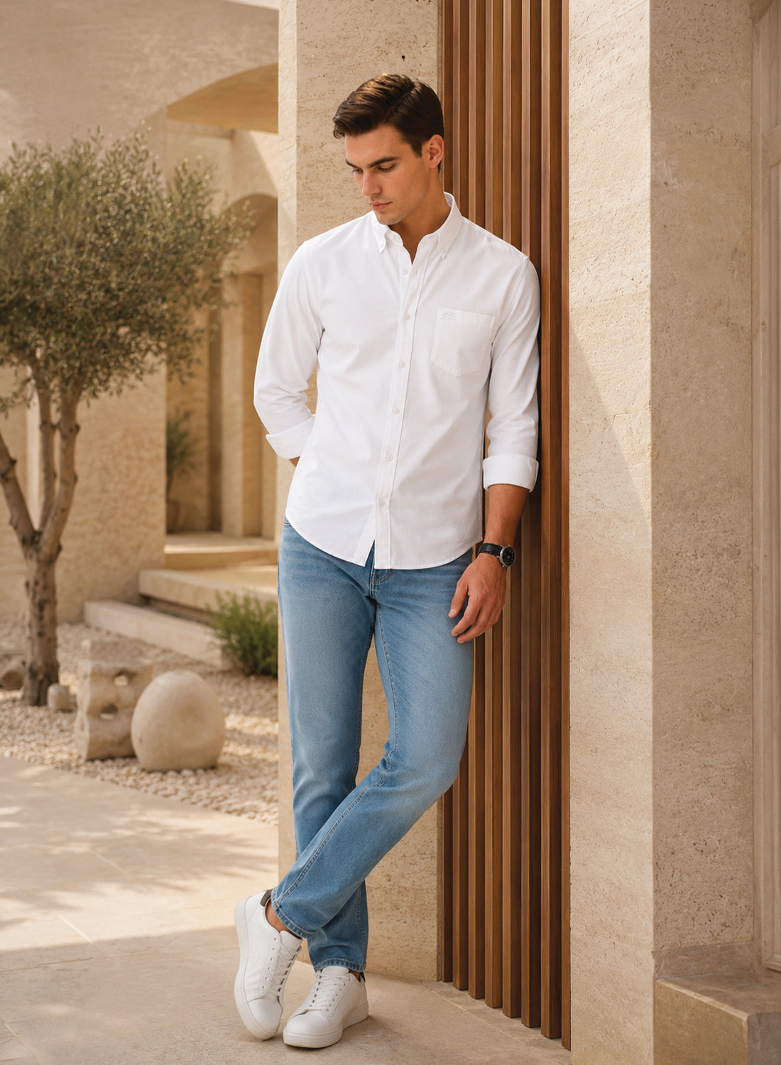 ADRO Premium Oxford Cotton Casual Shirt – White