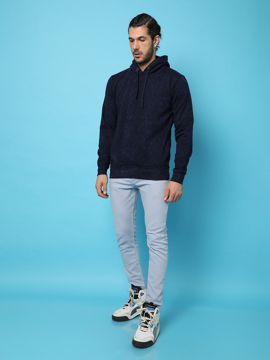 Shaded Full Sleeve Hooded Sweatshirt