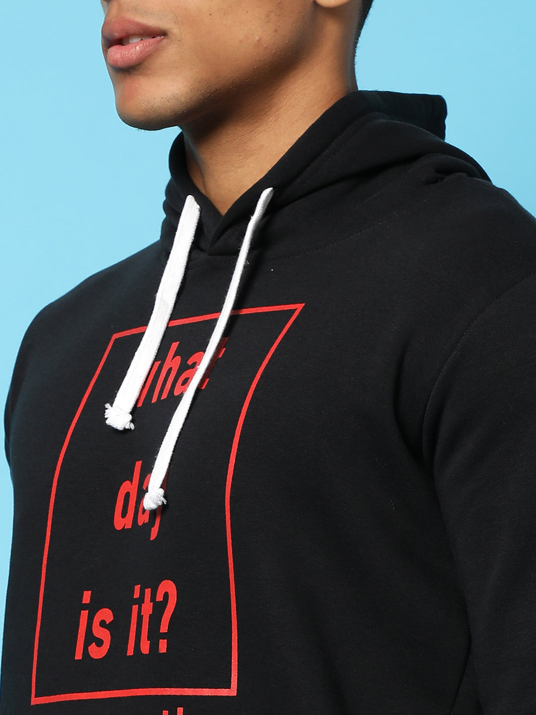 Typography Print Hoodie With Kangaroo Pocket