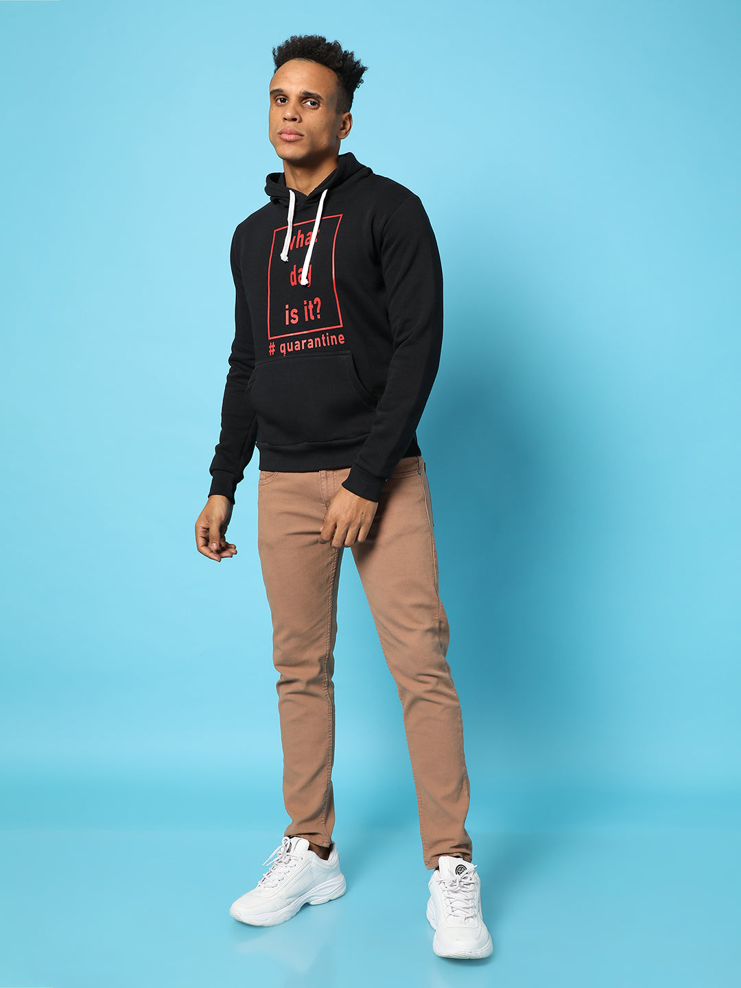 Typography Print Hoodie With Kangaroo Pocket