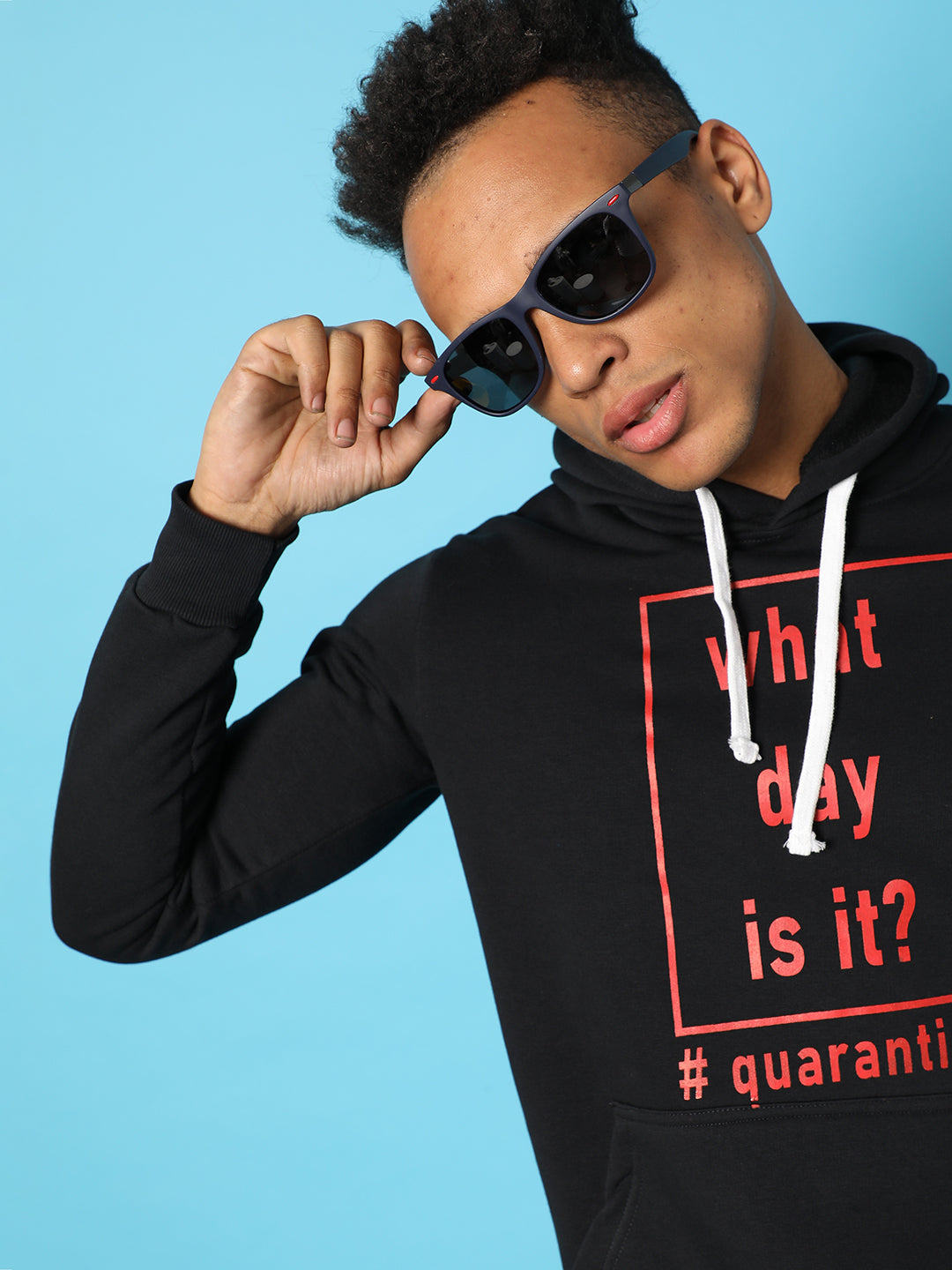 Typography Print Hoodie With Kangaroo Pocket
