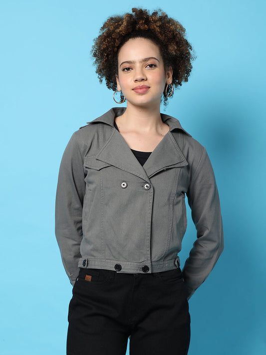 Double-Breasted Biker Jacket With Insert Pockets