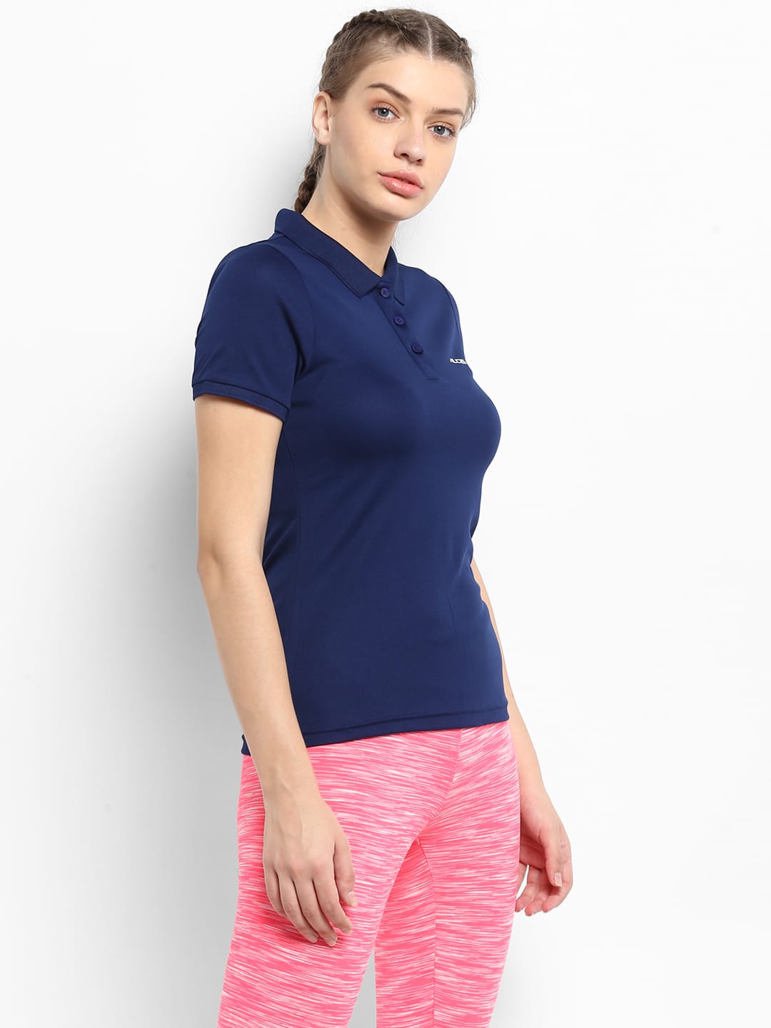 Alcis Women Solid Navy Blue Tshirts