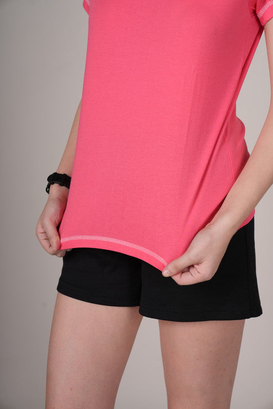 Funny Tales Hot Coral Stylish T-shirt for Workout