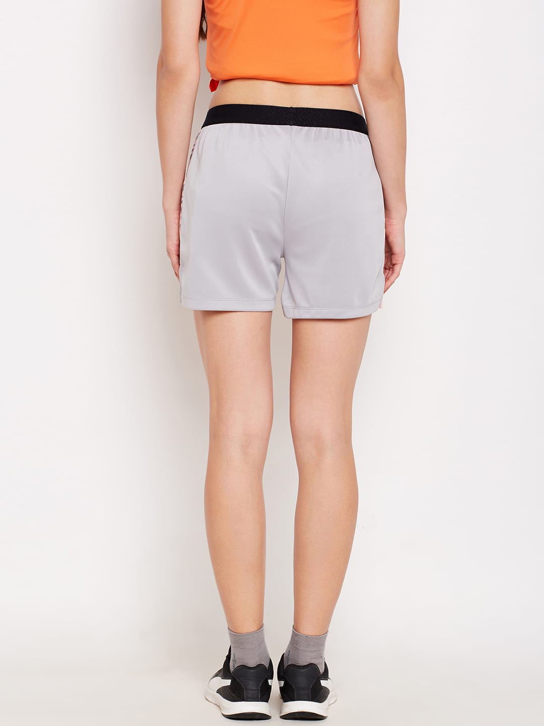 Alcis Women Grey Solid Regular Fit Sports Shorts