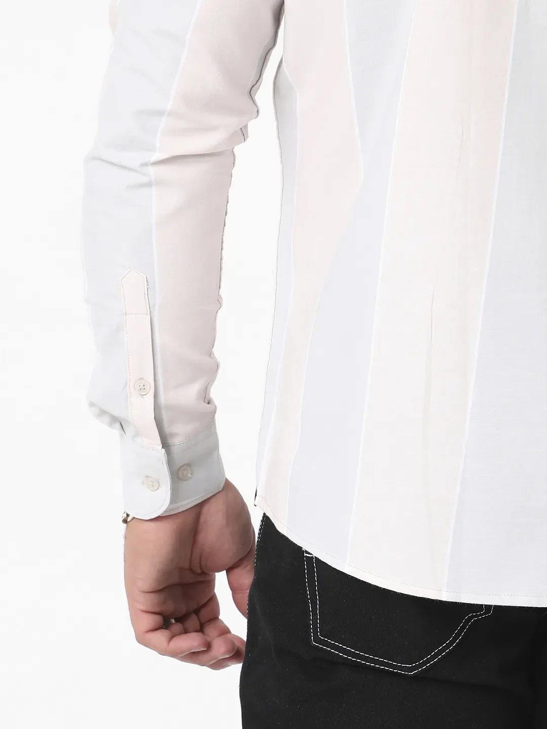 White And Blue Striped Casual Shirt