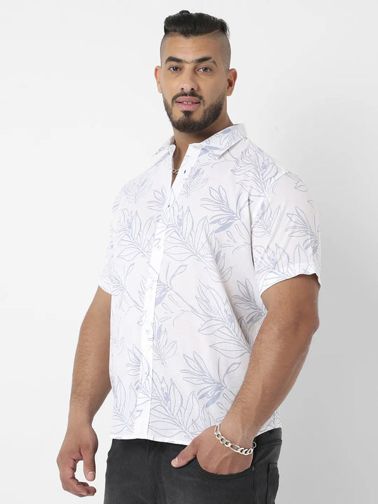 White Printed Casual Shirt