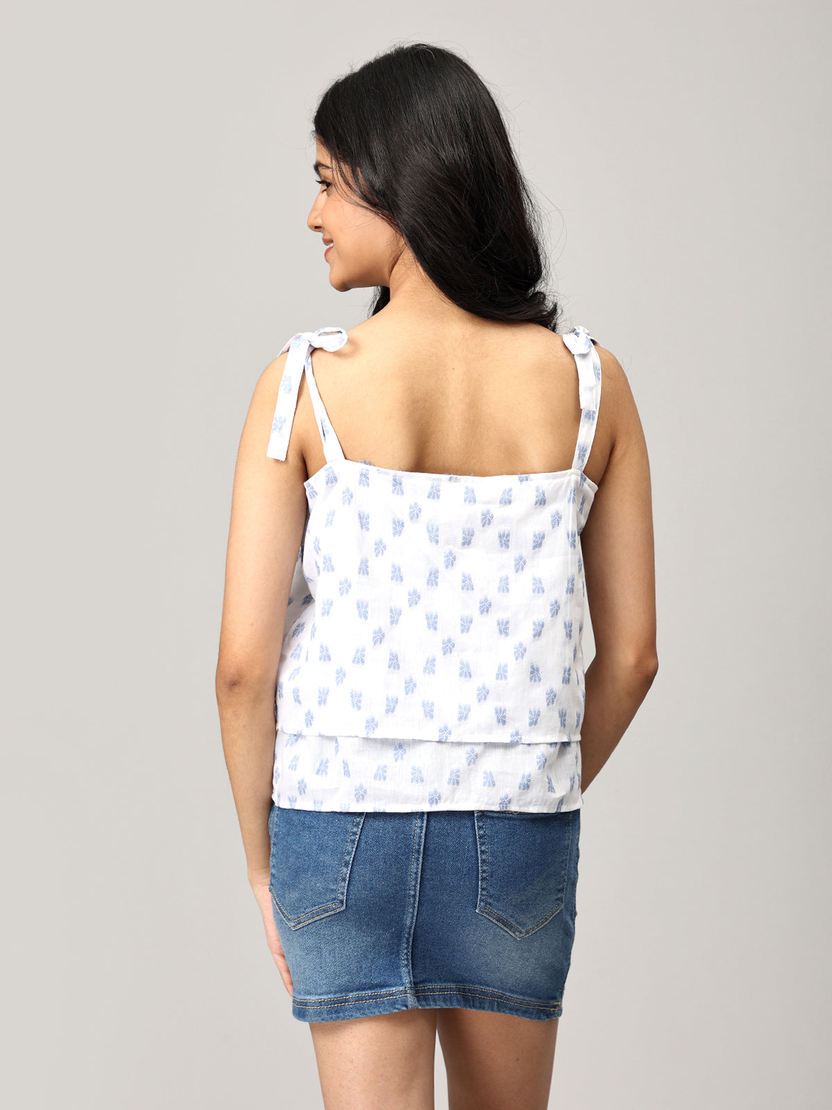 White Cotton Shoulder Knot Top
