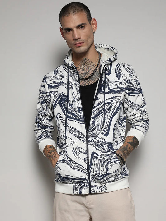 Contrast Fluid Zip Front Hoodie