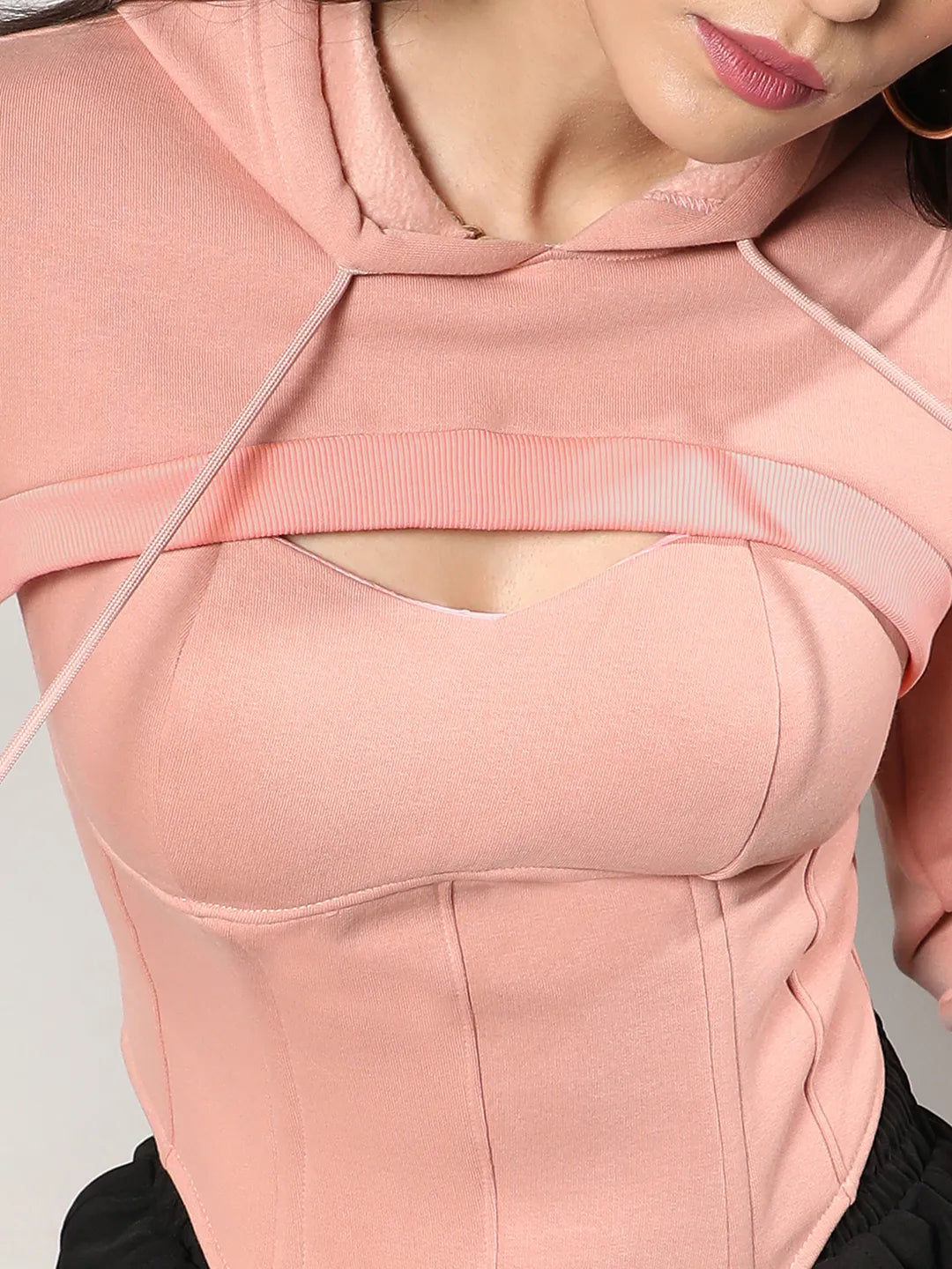 Corset Top With Ultra Cropped Hoodie