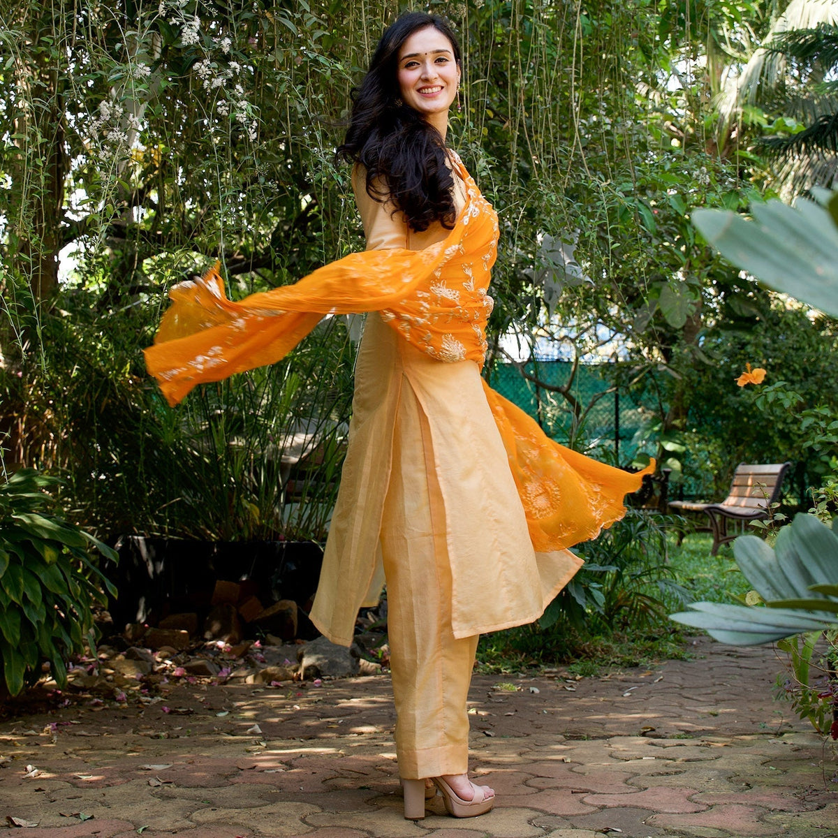 Yellow Chanderi Suit Set