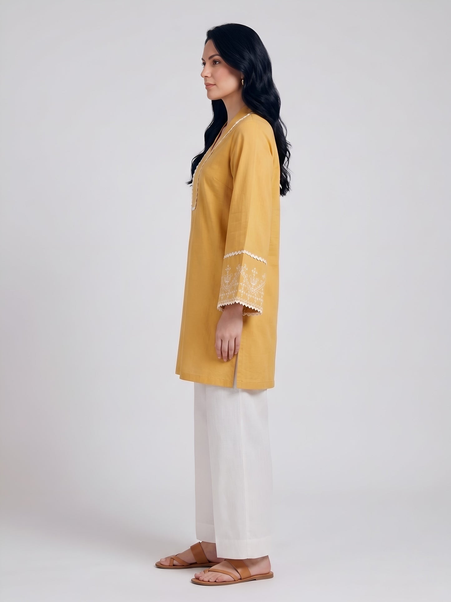 Barara Black & White Embroidered Kurta