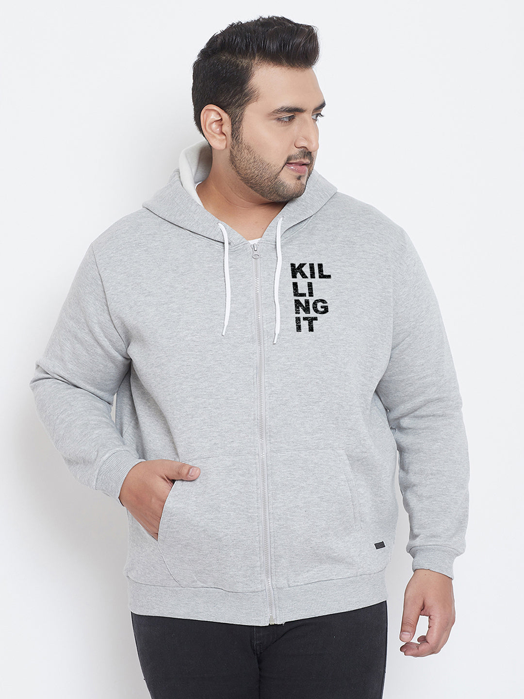 Solid Full Sleeve Hooded Casual Sweatshirt
