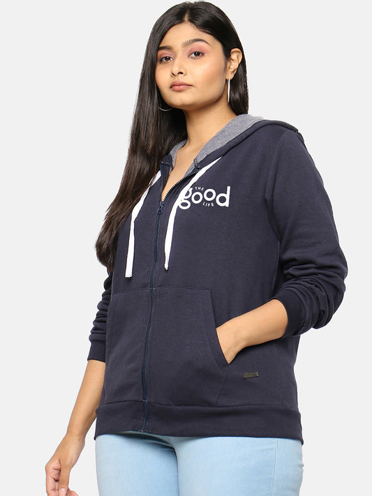 Solid Stylish Casual Hooded Sweatshirt