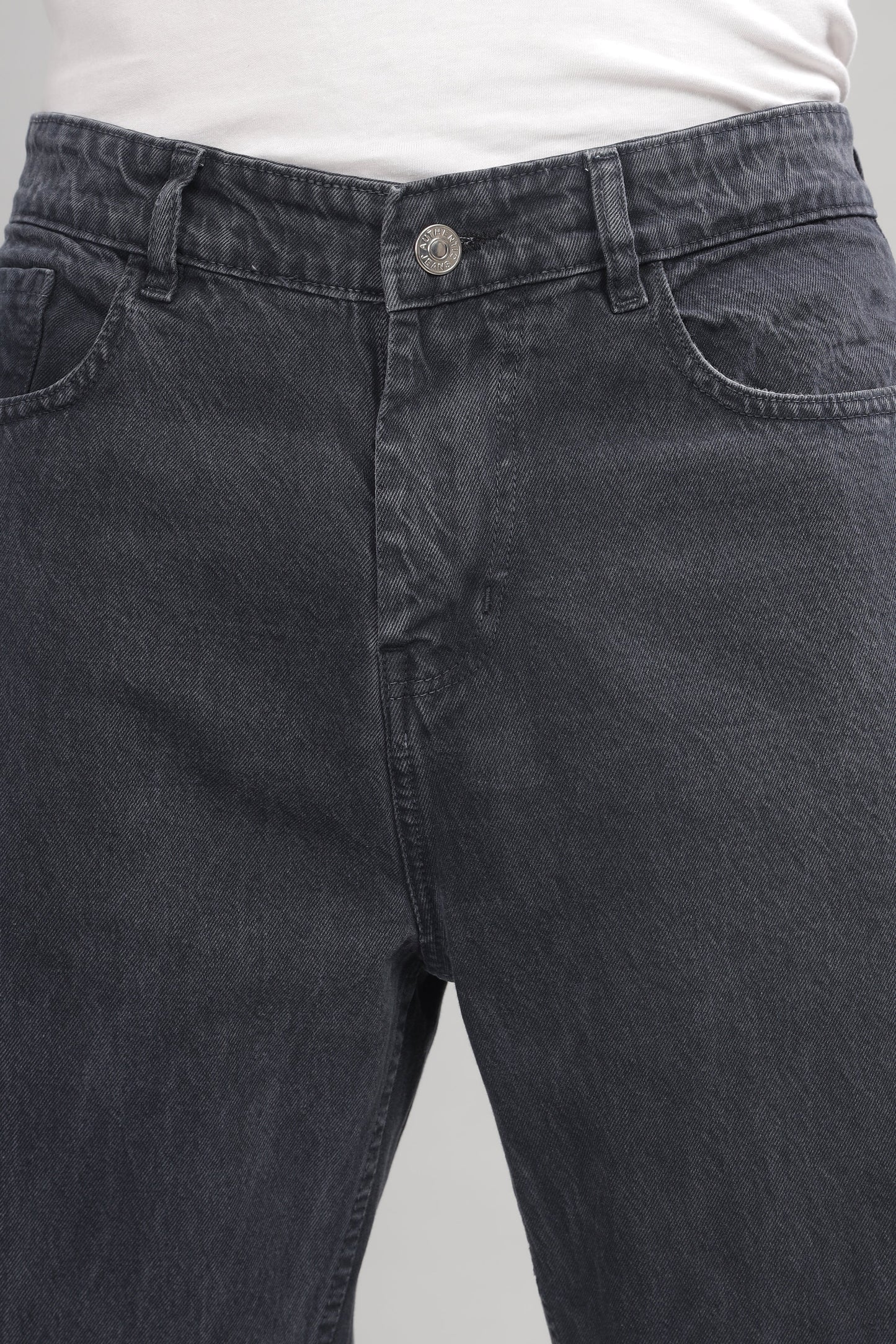 Plain Baggy Dark Grey Jeans