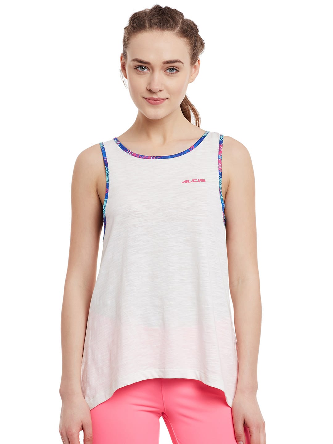 Alcis Women Off-White Solid Tank Top AKYGWTE1030134-S