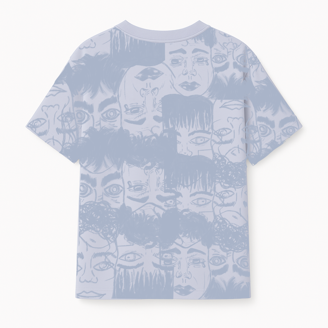 Static Jungle Round Neck Printed Blue T-Shirt