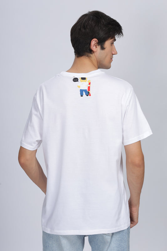 Men's White Graphic Regular Fit T-Shirt