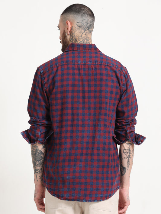 Men's Navy Blue Solid Regular Fit Shirt
