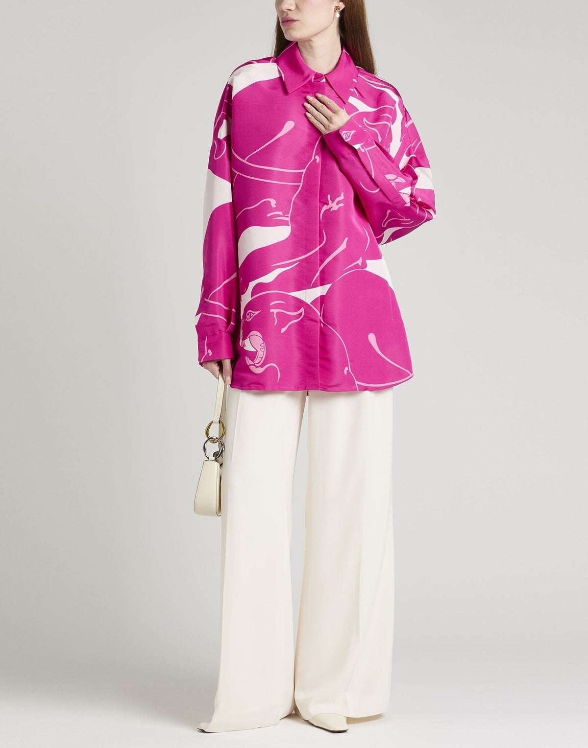 Fuchsia Pink Abstract Print Shirt De Novoo