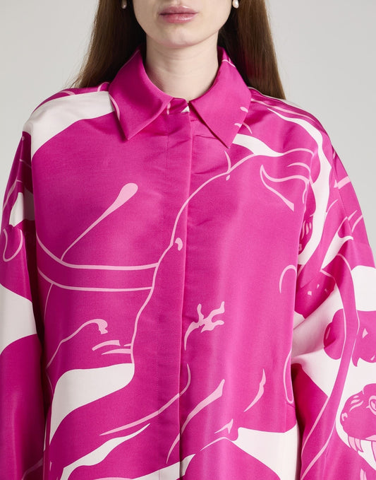 Fuchsia Pink Abstract Print Shirt De Novoo
