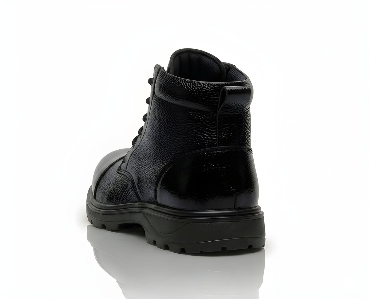 Latest Elite Genuine Mild Leather Police Boots for Men | Heavy Duty Safety Tactical Work Boots | Durable Anti-Slip Industrial Security Shoes For Men