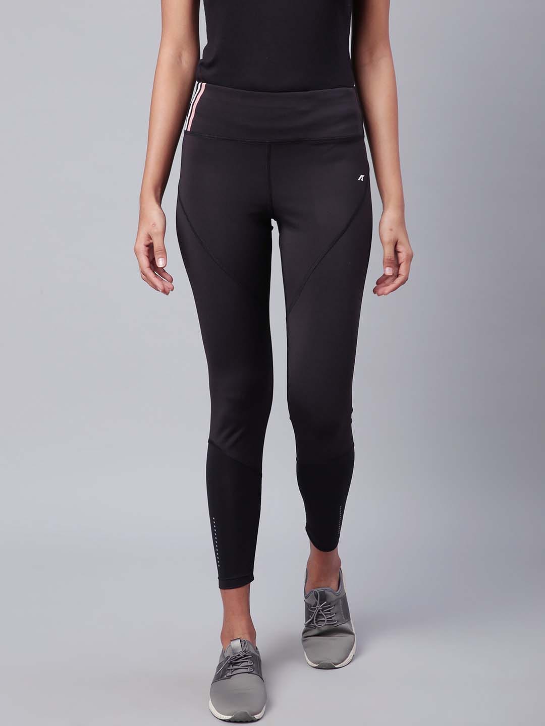 Alcis Women Black Rapid Dry Solid Cropped Training Tights