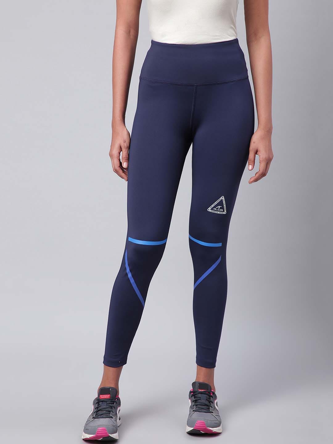 Alcis Women Navy Blue Solid Secure Fit Cropped Training Tights