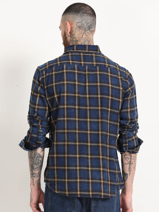 Men's Navy Blue Solid Regular Fit Shirt