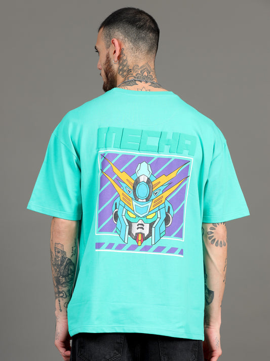 Men's Sea Green Graphic Oversized T-Shirt