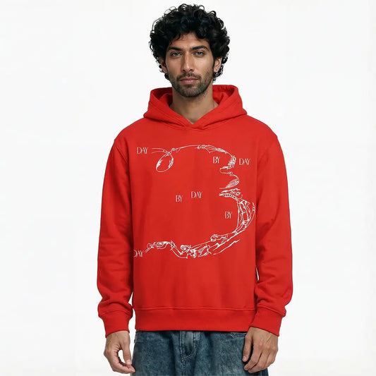Enigma Gaze Printed Red Hoodie FLYAF