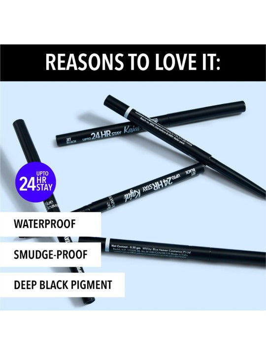 Blue Heaven Up To 24Hr Stay Kajal Pencil, Jet Black, Matte 0.3 GRAM