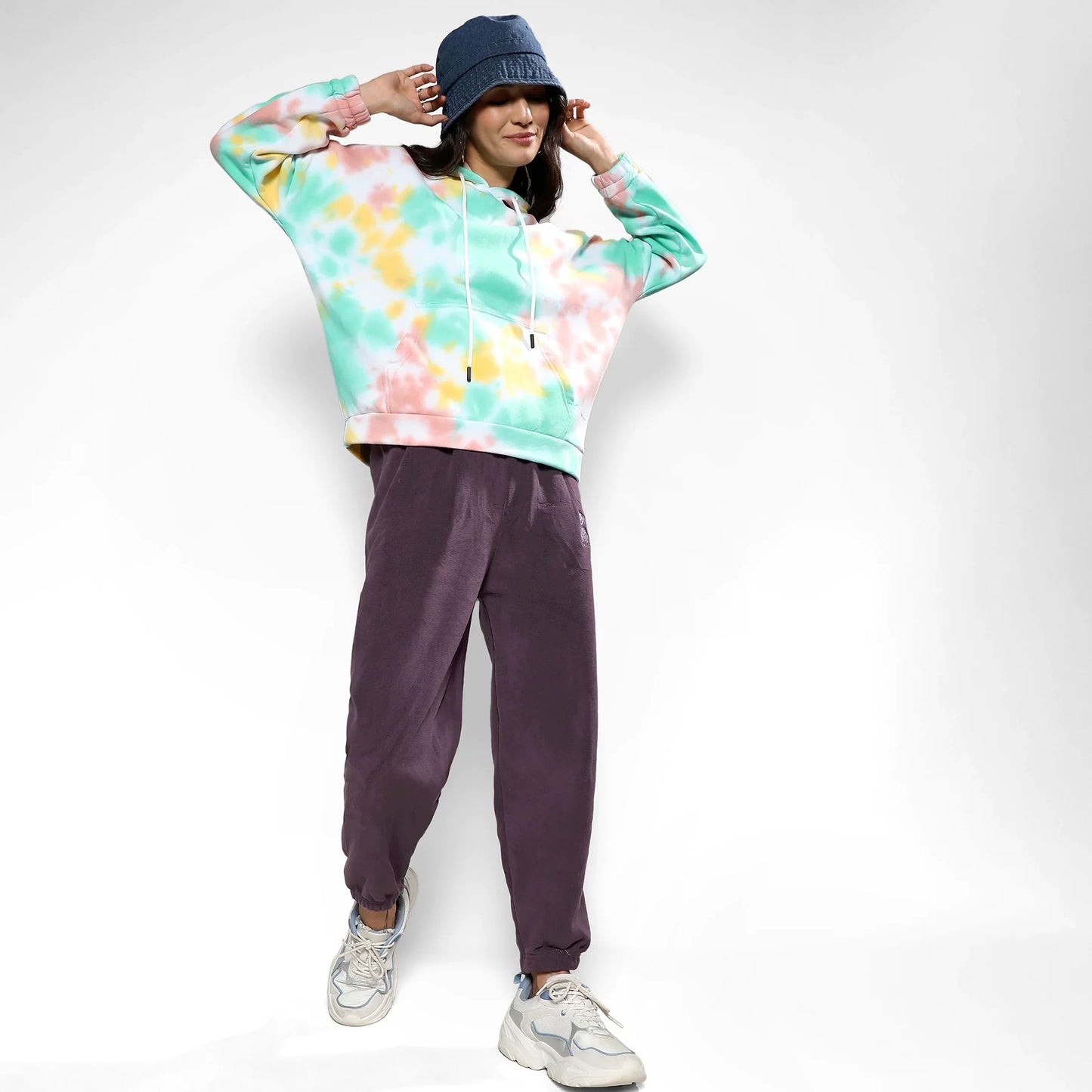 Mint Green & Brown Oversized Tie-Dye Hoodie